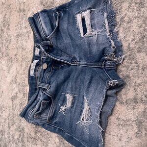 KanCan Frayed Hem Blue Jean Shorts